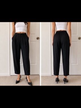 Vintage Années Lauder 100% Silk Black High Waisted Trousers Pants M